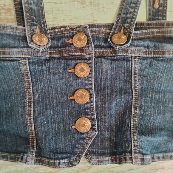 Sapphire Red Denim Halter Top Size XL 4 Button Closure - Picture 4 of 8